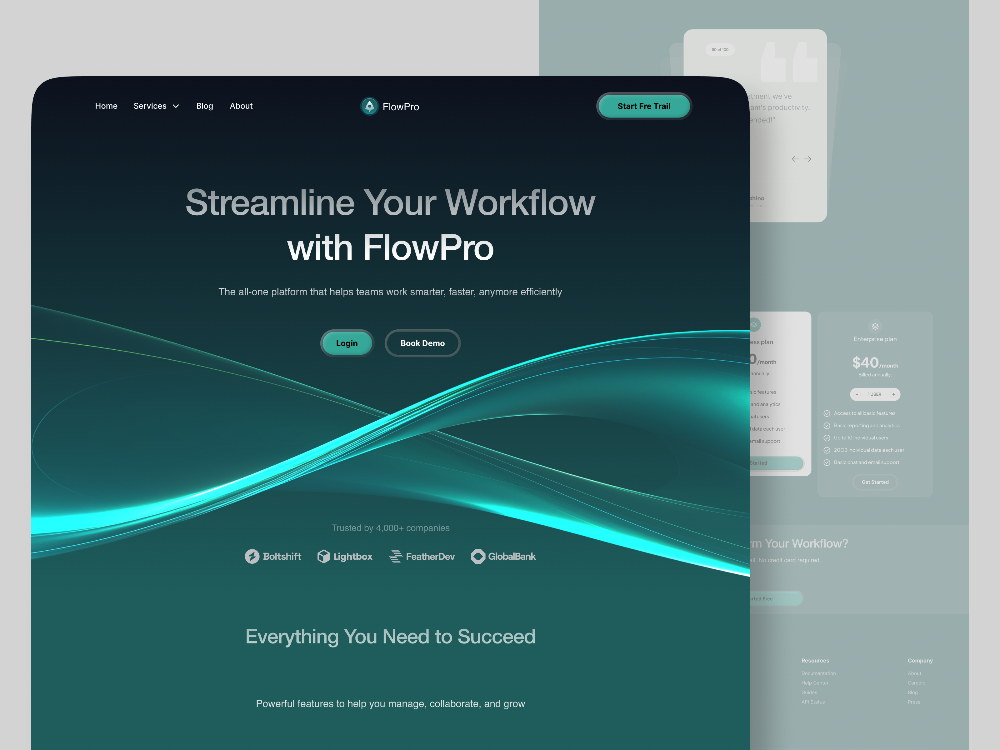 FlowPro - SaaS Workflow Automation Landing Page 2025 design aburayhan aburayhanux automation darkmode design designer figma klfask landing page landingpage design minimalist saas design saas landingpage ui uidesign uiux ux design webdesign workflow