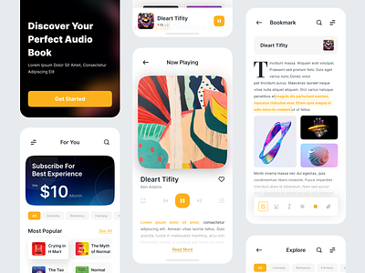 Baccaan - Audio books Mobile app - audio audiobooks bookmark books designsystem figma freelancer indonesian liblary media mediaplayer mobile app player read reading sketch ui ui kit wireframe writing