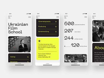 Ukrainian film school branding design film film school main page movie school ui ukraine ux