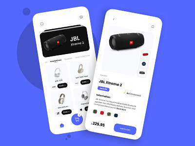 Home Page - Product Details app e commerce ecommerce headphone home homepage market mobile product details purp purple shop shopify speaker ui ux