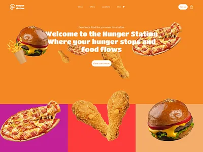 Hunger Station Landing Page design fast food landing page food landing page ui ui design web design