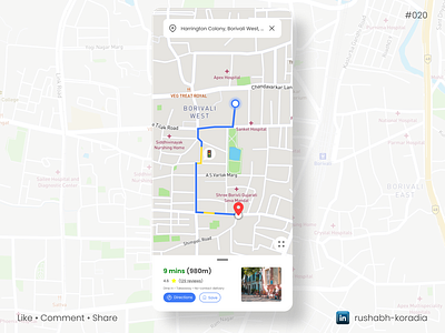 Daily UI 020 - Location Tracker branding dailyui dailyui challenge dailyui day 20 dailyui location tracker day 20d dailyui design design inspiration google maps mobile ui design google maps ui location tracker dailyui location tracker day 20 maps ui design mobile ui design rushabh koradia rushabh ui ui ui design ui inspiration ux rushabh