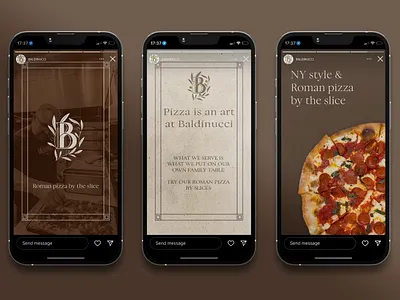 Baldinucci Instagram Stories for a Pizza Restaurant brand exploration brand identity graphic design ig instagram instagram stories pizza pizza restaurant restaurant social media stories