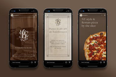 Baldinucci Instagram Stories for a Pizza Restaurant brand exploration brand identity graphic design ig instagram instagram stories pizza pizza restaurant restaurant social media stories