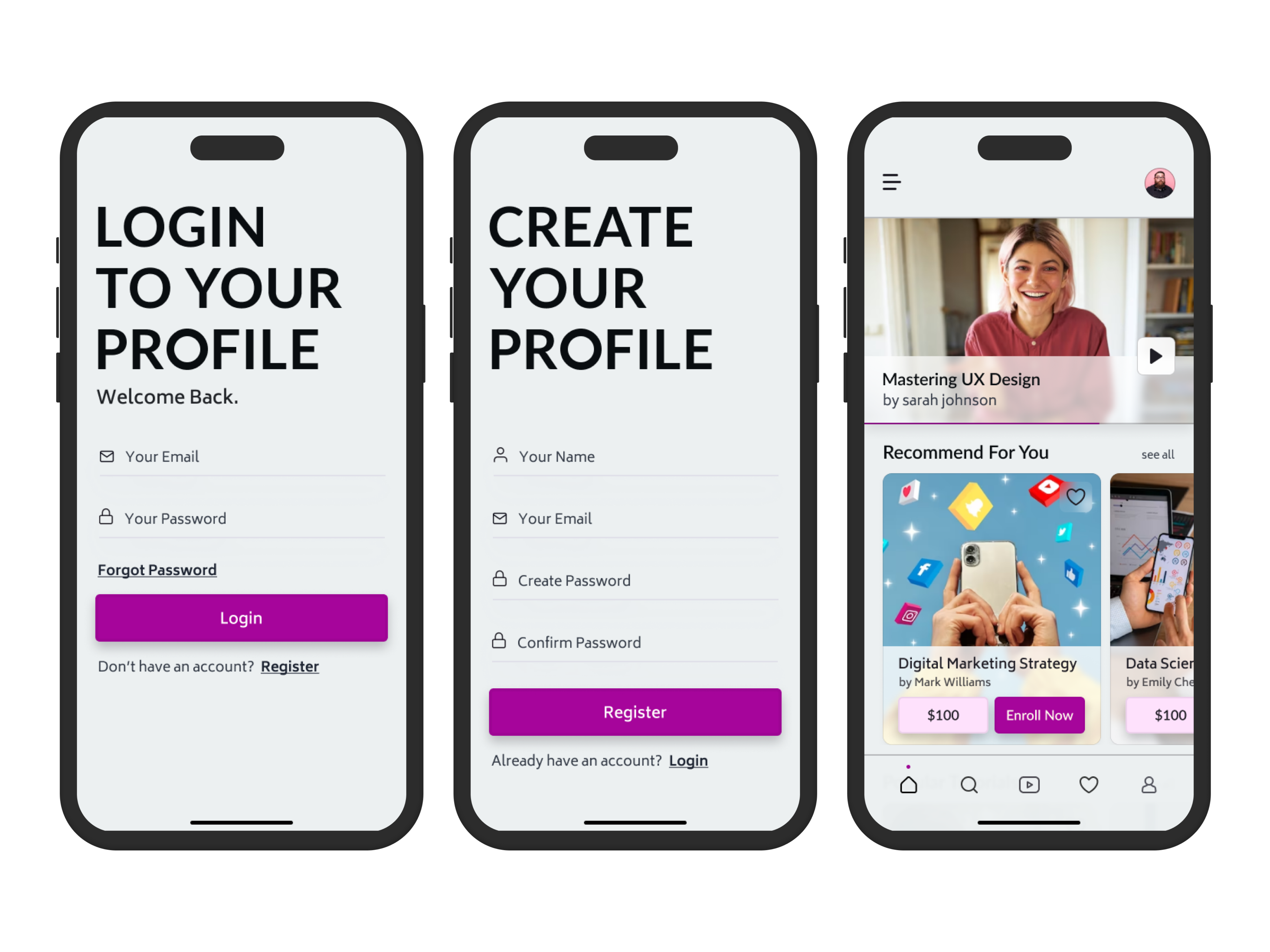 EdTech Mobile App Design animation app branding design figma smartanimate ui uidesign uiux user interface ux uxdesign