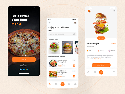 Online Food Order -Mobile App app branding burger app courier delivery delivery app eating food and drink food app food delivery food delivery app food delivery service food design food order mobile app order ui uiux