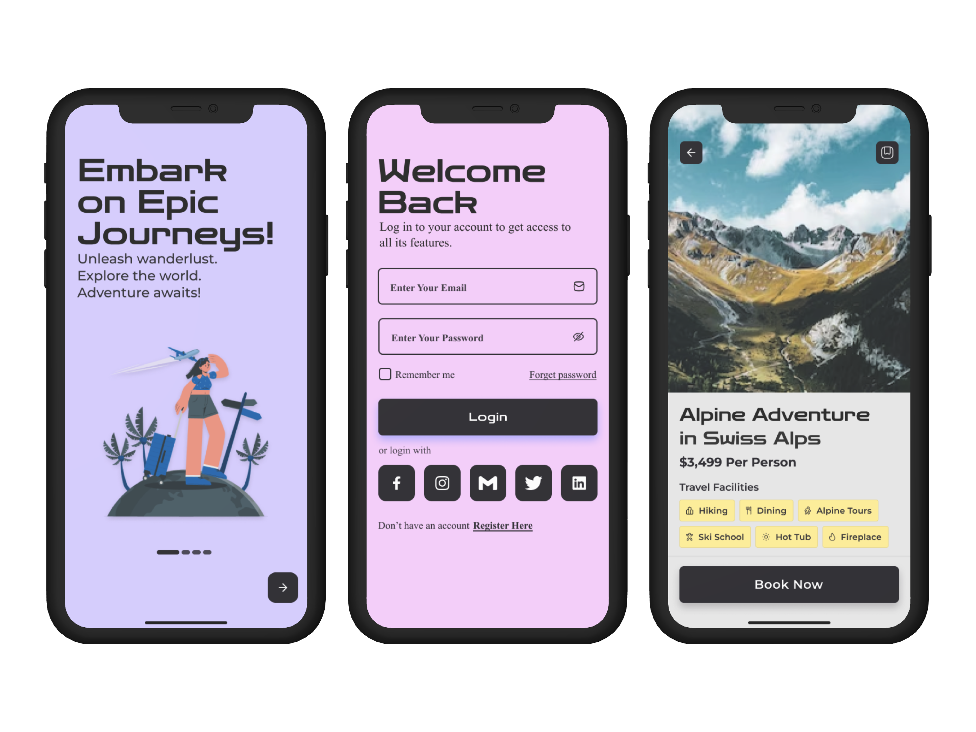 Travel App UX/UI Design animation app branding figma navigation smartanimate travel tech ui uidesign uiux ux uxdesign