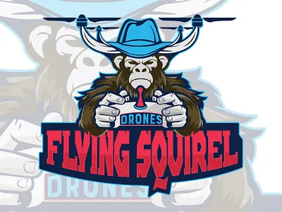 DRONES FLYING SQVIREL design illustration logo vector