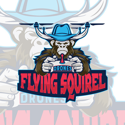 DRONES FLYING SQVIREL design illustration logo vector