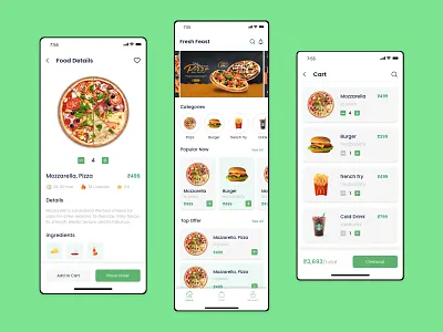 Fresh Feast - The food delivery App app app design branding burger delivery delivery app design fast food food food app food delivery food delivery app food resturant app good food logo mobile ui mobile uiux pasta pizza ui