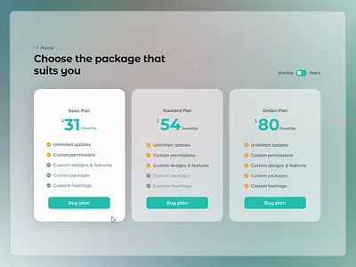 Pricing Section | Janak Shrestha - UI Designer design glassmorphism janak shrestha mobile ui pricing section pricing table pricing ui design ui