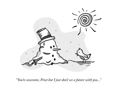 Relationships blackandwhite cartoon clean design editorial goals handdrawn humor illustration print procreate relationships snowman winter