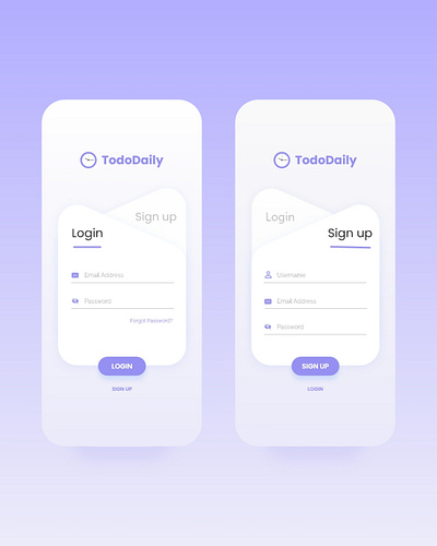 TodoDaily Log in and Sign up Ui Design app design graphic design ui ux