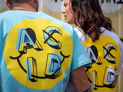 Acid Smile House Music T-shirt Design acid house branding design fashion graphic design house music merchandise music photography print screenprinting smiley t shirt t shirt design vector