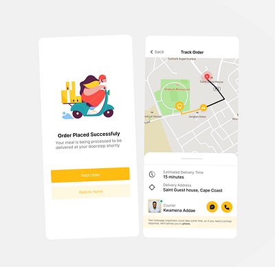 Food Delivery App | Order Tracking 100dailyui branding dailyui design food fooddelivery ghana illustration minimal mobile order ordertracking ui uidesign uiux visualdesign