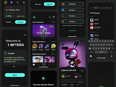 NFTERO NFT Marketplace App UI Kit 3d branding design graphic design motion graphics nft app design nft design nftero ui design product design ui ui ux design ui design uidesign uiux user experience design user interface design ux