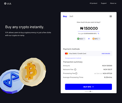 VIA is an on-ramp platform that enables users to exchange blockchain crypto defi on ramps web3