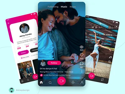 Short Video App design minimal ui ux vector