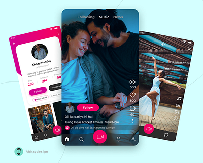 Short Video App design minimal ui ux vector