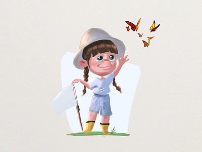 Butterfly art butterfly cartoon digital girl illustration painting procreate stylized