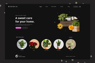 Florist app Web Design in Dark Mode using Figma 🌷 branding design fashion figma illustration landing page logo ui uidesign ux uxdesign vector webdesign webdevelopment