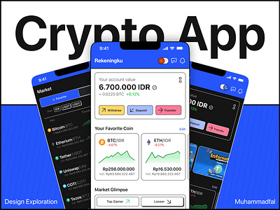 Crypto App Design Exploration app bitcoin blockchain cex coin crypto cryptocurrency design mobile neobrutalism neubrutalism nft style ui ux web3