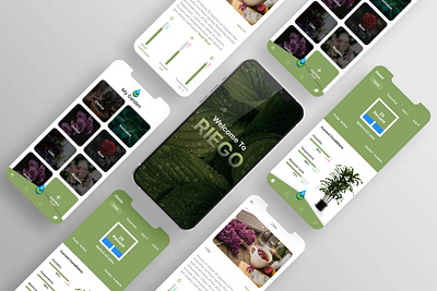 RIEGO App "Water Your Plant" app design graphic design home page illustrations landing page mobile app mobile app design ui ui design uiux user interface ux