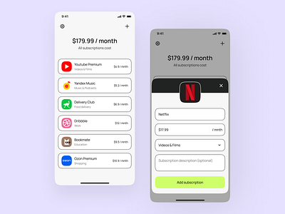 Subscription Tracker app design ecommerce tracker typography ui ux