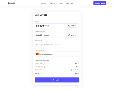 Squash Protocol's On-Ramp assets bitcoin crypto crypto ramps crytocurrency defi ethereum fiat off ramp on ramp web 3