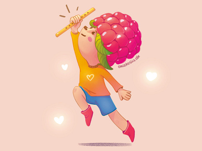 Raspberry flutist 2d book illustration character character design character raspberry characterdesign children book illustration children character children illustration flute flute illustration illustration music music illustration musical raspberry raspberry illustration