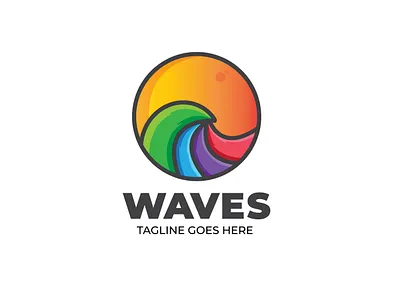 Waves of Colors logo branding design flat icon illustration logo minimalist ui ux vector