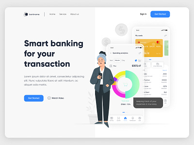 Hero screen app bank concept crypto design figma finance flat hero hero screen home interface landing minimalism money page ui ux wallet website
