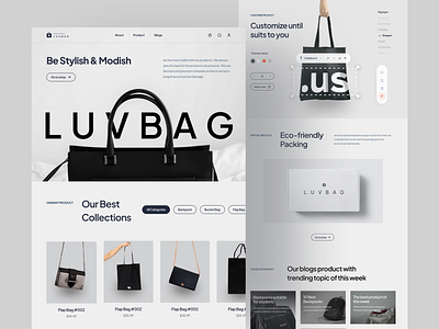 Product Showcase Landing Page - LUVBAG bag bag shop clean design ecommerce fashion hero landing page marketplace minimalist modern online shop product shop shopping showcase ui ux web design website