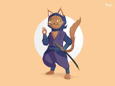 ninja cat cat illustration ninja