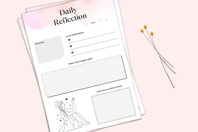 Daily Reflection Planner Template business planner clean daily design editable graphic design happy planner illustration logo minimal ui