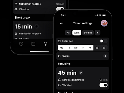 Timer settings app design ui ux