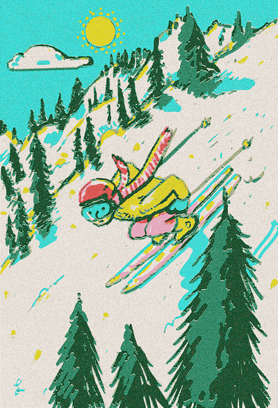 Down the Hill. Here we go. hand drawn illustration permanent press photoshop sketchy