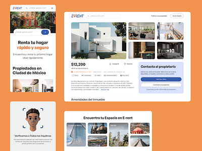 E-rent - Real Estate house landing page real estate rental ui