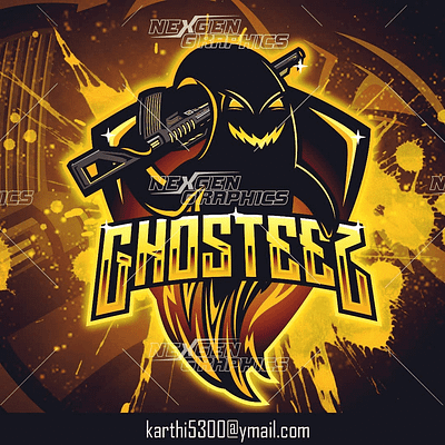 Golden Ghost Mascot Logo branding ghost mascot logo golden ghost golden ghost logo golden ghost mascot graphic design logo