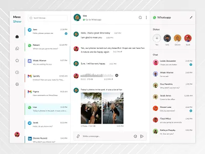 MessShow dashboard message messenger ui user interface whatsapp