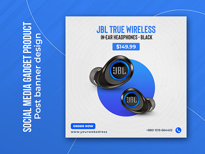 Social Media JBL True Wireless Banner Template Design awesome headphone banner design branding design earphone banner facebook ad fb cover graphic design headphone banner instagram banner product design social media banner social poster speaker post web banner