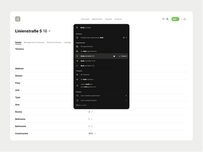 Global Search 🌎 apartments app desktop detail exploration invoices keyboard keystrokes landlords overlay press proptech search tenants ui ux view