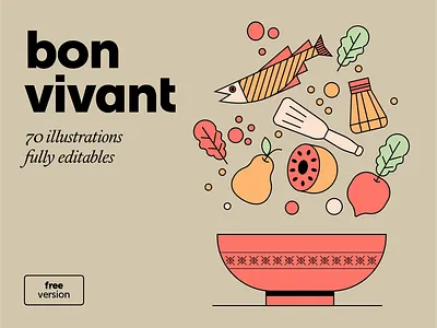 bon vivant – illustration pack branding bundle food free illustration resource