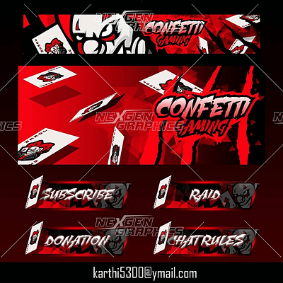 Joker Youtube banner, Twitch banner and Panels branding design gaming mascot logo twitch banner twitch panels ui youtube banner