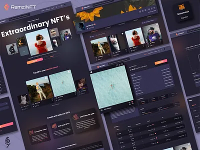 RamziNFT Website bitcoin blockchain branding card collections dark dark mode design desktop ethereum illustration interface nft nft collections nft marketplace nfts night mode ui ux website