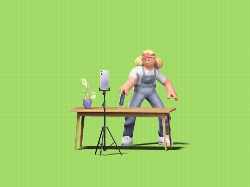 Samsung - Bottle flipper 3d 3d design adobe illustrator animation artist bottle flipper c4d character character design cinema4d design digital art girl green illustration motion graphics ui