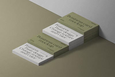 Ladder Of Four Stacks Of Business Card Mcokups Isometric stationery mockups