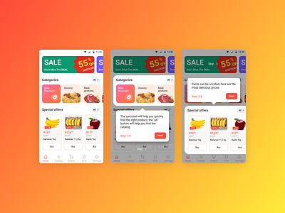 Main and sub screens for SOL shop design e commerce eats figma helper main material redesign shop sol shop ui