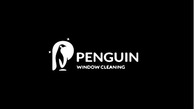 Negative Space Logo Design Idea | Penguin window cleaning abstract logo branding graphic design logo negative space logo design idea