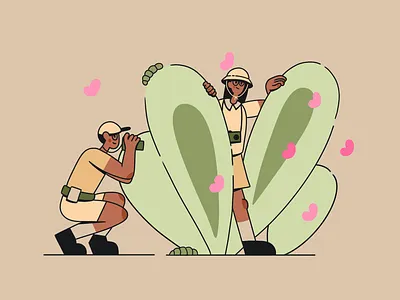Travelers boy butterflies camera character characters cute girl girlandboy hat illustration jungles photo photocamera procreate tracks